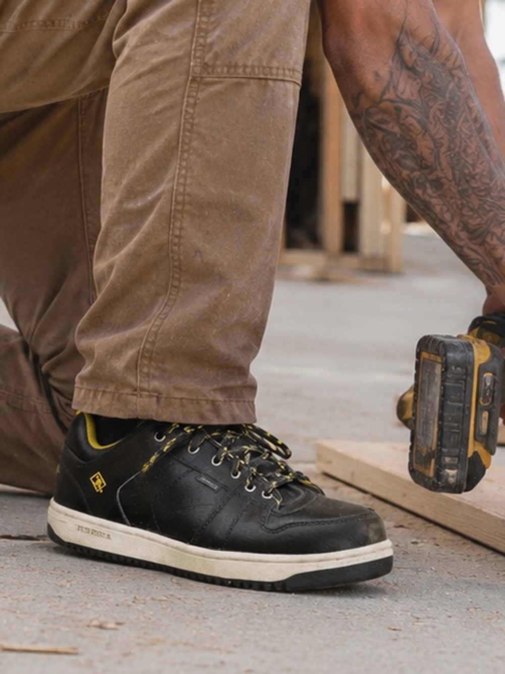 CSA Steel Toe Work Shoes Black Yellow Safety Shoes Men’s 9 Safety WorkWear